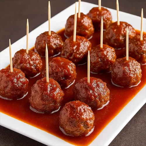 Mini meatballs served with dipping sauce on a platter